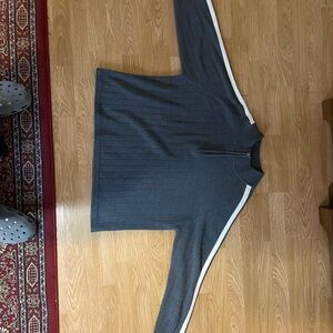 Gray Sweater with White Stripes